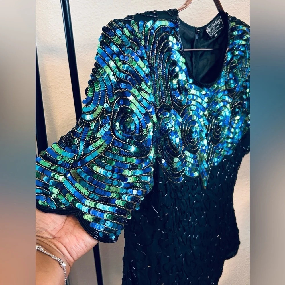 Vintage Sequin and Beaded 100% Silk Blouse- Size Medium - Picture 2 of 4